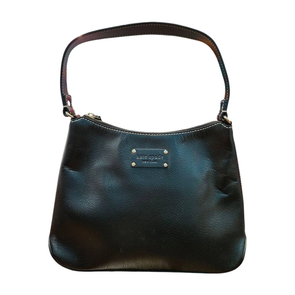 Kate Spade Black Leather Hobo Shoulder Bag Vintage 13x9x3 - Picture 2 of 12
